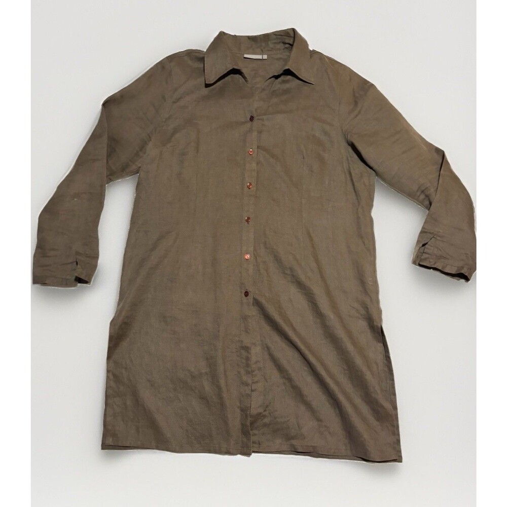Giorgio 100%  Linen Tunic Shirt Dress Brown XL Lagenlook Earthtone